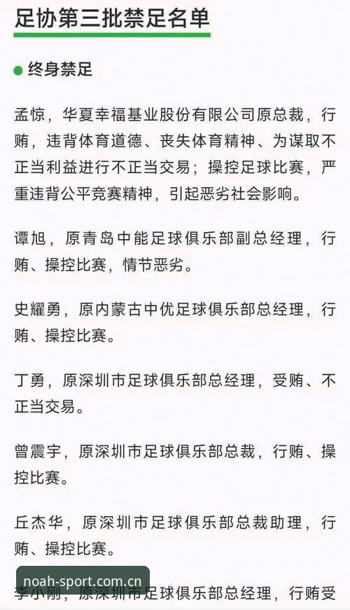 中国足协第三批禁足名单深度解析：65名从业人员遭重罚，足球反腐进入深水区
